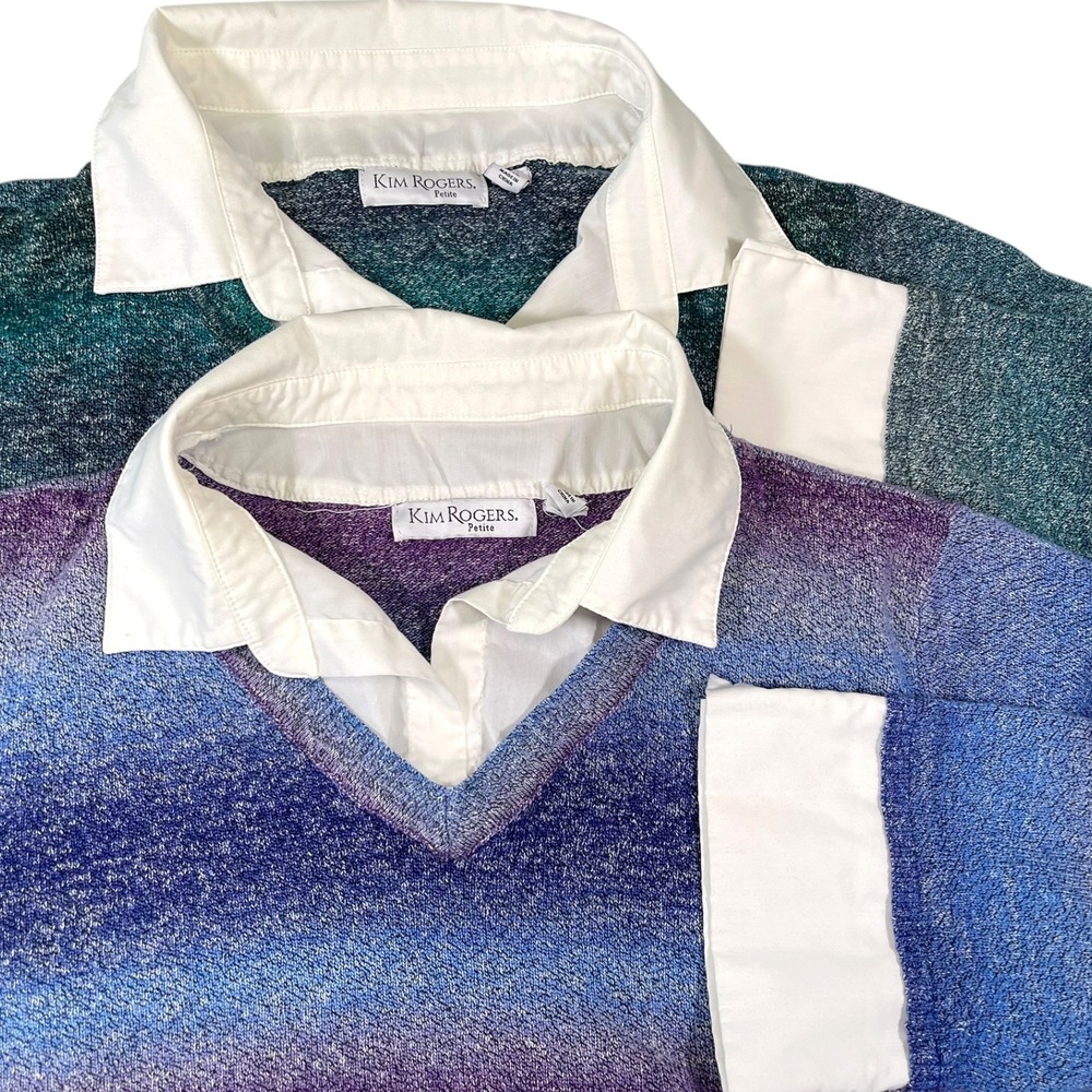 2pk Kim Rogers PXL Multicolor Sweater Layered Look Ombre Space Dye Prep Academia